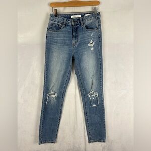EUNINA Tori Super High Rise Mom‎ Jean Ankle Size 3 Distressed Slim Denim